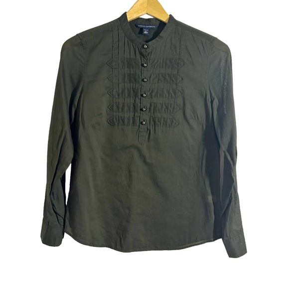 Banana Republic Green Military Style Pearl Like Buttons Blouse,Size Petite Small - Picture 1 of 14